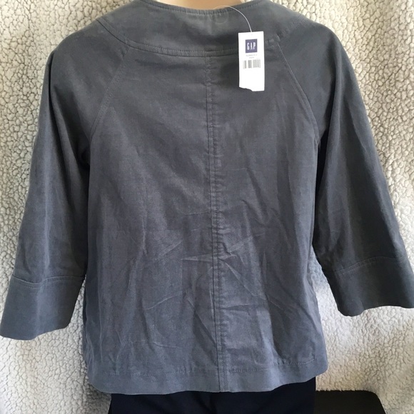 SALE 🔥 Gap Gray Velvet Crop Jacket Blazer 3/4 Sleeve NWT - Picture 5 of 9
